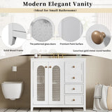 36.02-inch bathroom vanity with two soft-close doors, adjustable shelves and three drawers N729P184710K