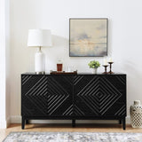 60.5'' Buffet Cabinet with Storage, Farmhouse Fluted Sideboard with Geometric Pattern & Adjustable W1801P288508