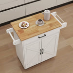 ZUN Kitchen island rolling trolley cart with Adjustable Shelves & towel rack & seasoning rack rubber 06552763