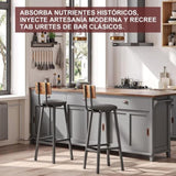 Bar stool 2-piece set, black dining table chair with backrest and footrest, thick cushion stool, 03465675