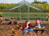 5.4*2.7*2m/18.7x8.8x6.5 ft Silver Spire Assembled 180g PE Rain Cloth Metal Chicken/Rabbit Cage 41569190