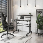 ZUN Rolling Writing Desk with Height Adjustable Desktop and Moveable Shelf, Black 62324553