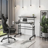 ZUN Rolling Writing Desk with Height Adjustable Desktop and Moveable Shelf, Black 62324553