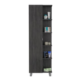 Urano Mirror Linen Cabinet, Four Interior Shelves, Five External Shelves -Smokey Oak B20091990