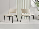 Modern minimalist white PU leather Dining Chairs Set of 2, comfortable backrest design, metal leg W1727P426736