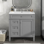 ZUN 30'' Bathroom Vanity with Top Sink, Modern Bathroom Storage Cabinet with 2 Drawers and a Tip-out 43722201