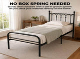 Metal Platform Bed Frame, Classic Iron Art Headboard & Footboard, Stable & Noiseless, 11.9 Inch 03450909