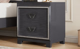 Elegant Nightstand with Metal Handle and Sparkling Shiny Decoration, Bedside Table with 2 Drawers WF531200AAB