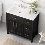 ZUN 36" Bathroom Vanity with Sink Top, Bathroom Vanity Cabinet with Two Doors and Three Drawers, Solid N725P198316B