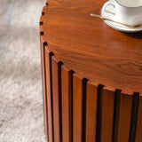 Round Wood Coffee Table for Living Room for Small Space Apartment and No Need Assembly W3081P255018