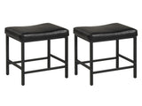 Set of 2 Black Backless Bar Stools, Ergonomic Saddle Seat with 3.5" Thick Cushion & Built-in 50501395