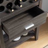 ZUN Wine Bar Cabinet, Kitchen Storage Cabinet with Drawer and Open Shelves, Distressed Grey B107130945