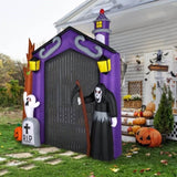 ZUN 9.8 FT Halloween Inflatables Haunted House Castle Archway Outdoor Decorations, Scary Halloween Giant 03459375