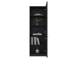 Tall Bookcase 71" H with 2 Doors, Five Interior Shelves, Black Wengue B097P480464