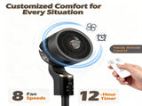 Black Portable Air Circulator Fan, 70&deg Horizontal Oscillation & 90&deg Tilt Fan with LED Touch 05523350