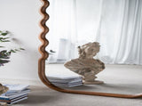 31.4x1.4x74" Oversized Wooden Floor Mirror with Unique Brown Frame W2078P618608