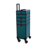 ZUN 4-in-1 Draw-bar Style Interchangeable Aluminum Rolling Makeup Case-Dark Green 71811920