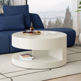 31.5'' Round Coffee Table,Modern Center Table with Storage,Vertical Stripe Design Coffee Table for W757P206006