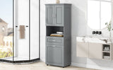 ZUN Tall Bathroom Cabinet with Laundry Basket, Large Space Tilt-Out Laundry Hamper and Upper WF323481AAE