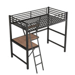 ZUN Twin Size Loft Metal&MDF Bed with Desk and Shelf, Black 23364154