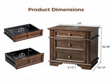 () Vintage-Style 3-Drawer Nightstand with Power Outlet 24*16.14*26.38in P2 MDF 26434829