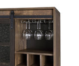 Rustic Oak and Black Wine Cabinet with Door B062P191067
