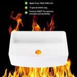 ZUN Fireclay 33" L X 20" W Farmhouse Arch Edge Apron Front Single Bowl Kitchen Sink W122567052