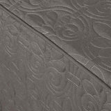 3 Piece Split Corner Pleated Quilted Bedspread Dark Grey Queen B03597559