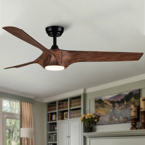 ZUN 56 In.Intergrated LED Ceiling Fan with Brown Wood Grain ABS Blade W1367P182867