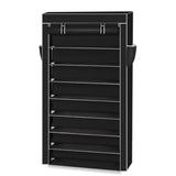 10 Tiers Shoe Rack with Dustproof Cover Closet Shoe Storage Cabinet Organizer Black 93222617