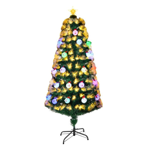 ZUN 4 FT Pre-lit Fiber Optic Christmas Tree, Artificial Xmas Tree with Lighted Top Star and Snowflakes, 55699558