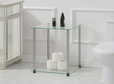 Classic Glass 2 Tier Square End Table, Glass/Chrome 68552560