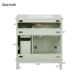 30" Bathroom Vanity with Ceramic Sink, Modern Storage Cabinet with Soft-Close Doors, Deep Drawer & N729P276610F