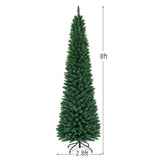 8ft Slim Pencil Christmas Tree - Space-Saving Design for Small Corners, 1000 Realistic PVC Branches 30449592