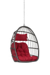 ZUN Outdoor Garden Rattan Egg Swing Chair Hanging Chair Wood W874107310