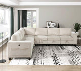 Modern Living Room Furniture 1pc Beige Chair with One Arm, Storage Pouch and Charging Ports Corduroy B011P206261