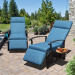 ZUN Adjustable Patio Recliner Chair Metal Outdoor Lounge Chair with Flip Table Push Back, Adjustable W1859P196390