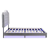 Upholstered Bed Button Tufted with Curve Design - Strong Wood Slat Support - Easy Assembly - Light W311P228694