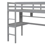 ZUN Twin Size Loft Bed with desk and shelves, Safety Guardrail and ladder,Grey W504P181852