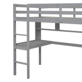 ZUN Twin Size Loft Bed with desk and shelves, Safety Guardrail and ladder,Grey W504P181852