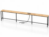94.49"x7.87"x31.10" Console Table, MDF with Melamine Veneer & Iron Frame, with Power Outlet, Oak 17123848