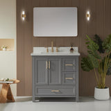 Fully Assembled 36'' Freestanding Single Sink Bathroom Vanity with 2 Handles Sets W1826P255389