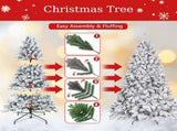 Artificial 5ft Flocked Christmas Tree with 600 PVC Branch Tips, Pine cone*27pcs, memory wireiron 67157534