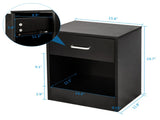 2pcs Night Stands with Drawer Black 55876519