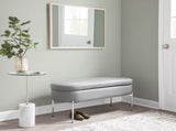 Contemporary Storage Bench in Chrome Metal and Grey Faux Leather B202P223834