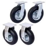 4PCS 8IN CASTER pneumatic tire, Caster Wheel, Swivel Plate, Steel Hub with W465130461