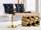 A set of 2 black vintage crocodile leather lift bar chairs, featuring crystal clasp design and W3875P371071