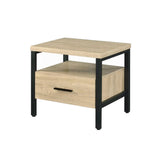 One Drawer Nightstand with 1 Tier Shelf, Oak and Black B016P256523