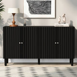U_STYLE Elegant Four-Door Sideboard with Wavy Pattern Doors, Cylindrical Legs, and Sleek Metal N711P186790B