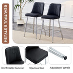 ZUN Modern Black PU Bar Stool - Silver Metal Legs with Cross Reinforcement.Black,Silver Metal Legs,Bar W1151P211979